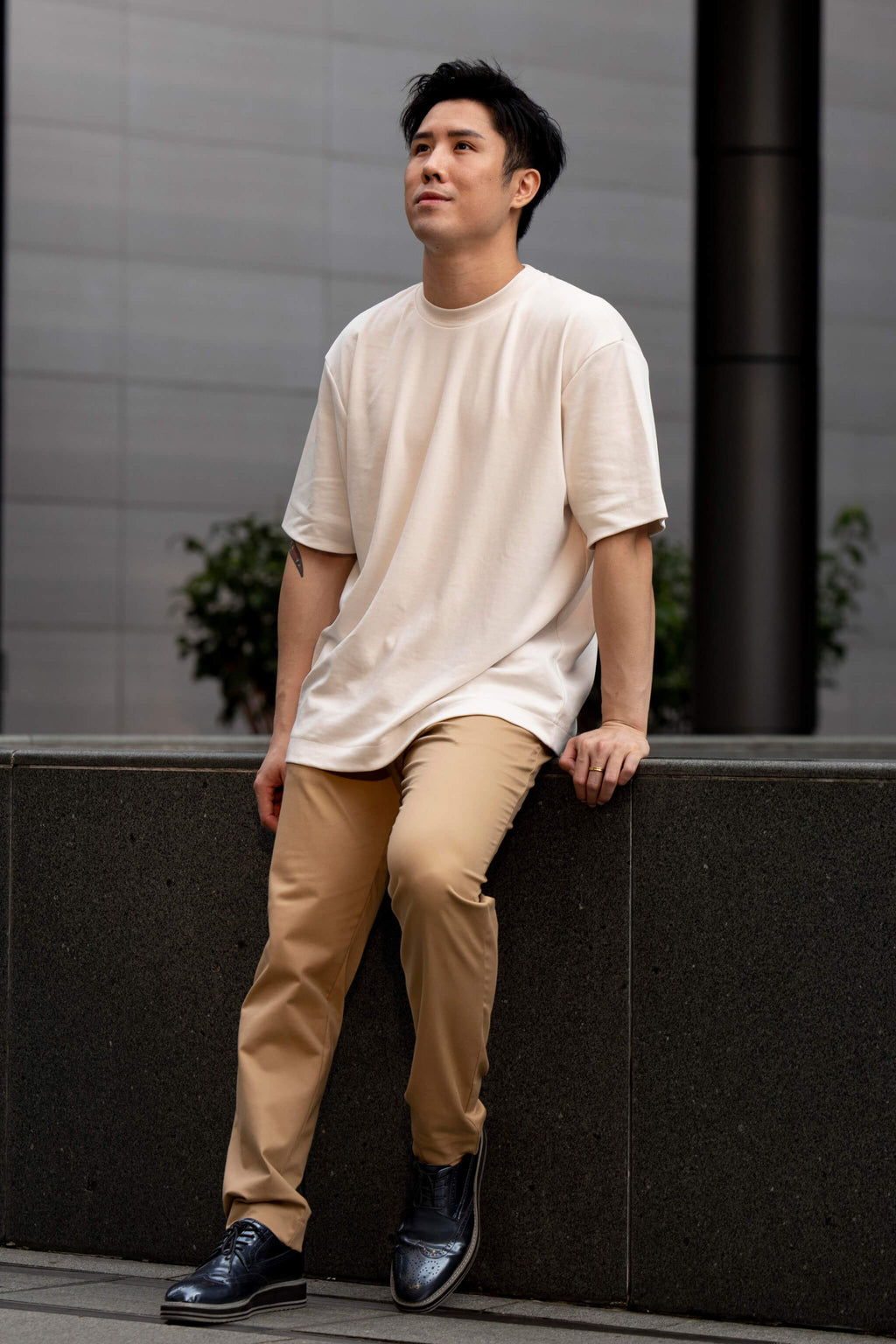 Oversize Beige 240 GSM Combed Cotton French Terry Boxy Cut