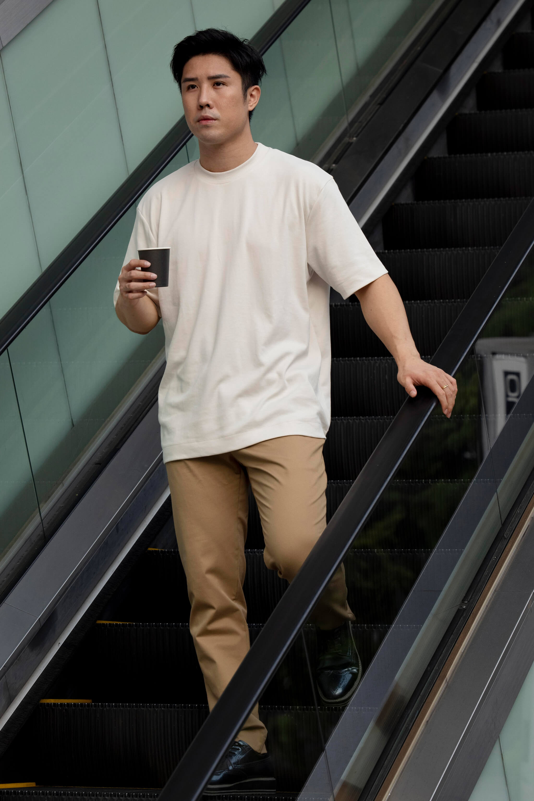 Oversize Beige 240 GSM Combed Cotton French Terry Boxy Cut