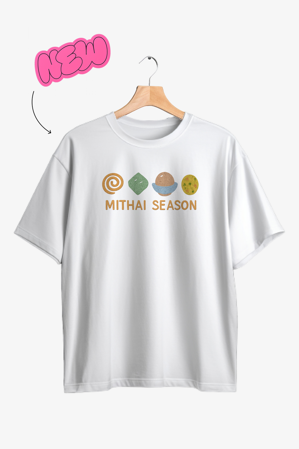 Mithai Season White Oversized Tee