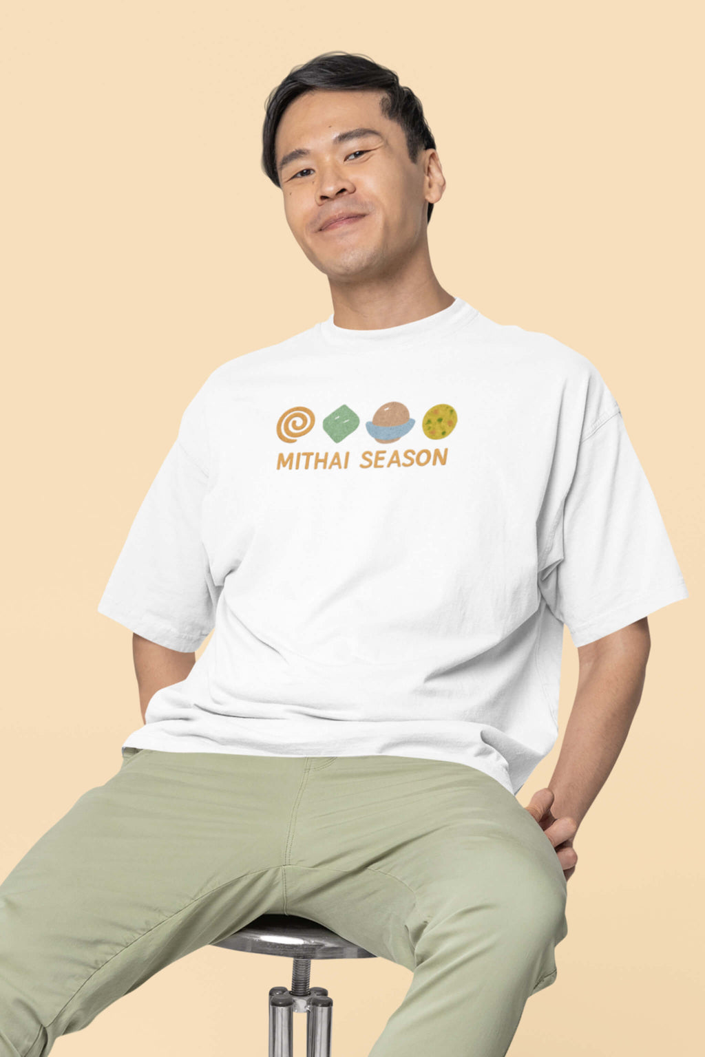 Mithai Season White Oversized Tee